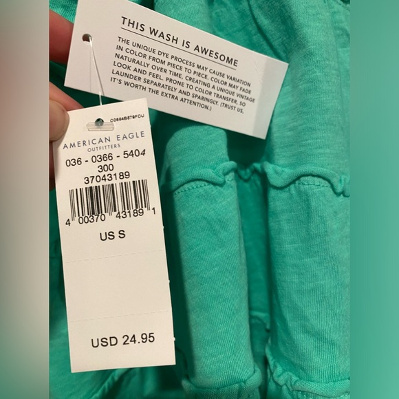 American Eagle (AE) Green Tiered Flutter Tank Top with Adjustable Straps - Small - Picture 4 of 4